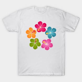 Hibiscus Hawaiian Flowers Wreath T-Shirt